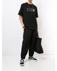 Мужская черная футболка с круглым вырезом с украшением от BAPE BLACK *A BATHING APE®