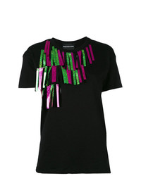 Женская черная футболка с круглым вырезом с украшением от Marco Bologna