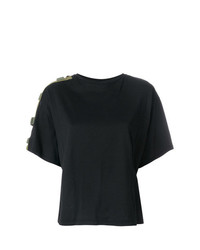 Женская черная футболка с круглым вырезом с украшением от Mr & Mrs Italy