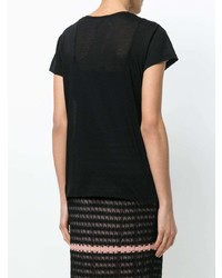 Женская черная футболка с круглым вырезом с украшением от N°21