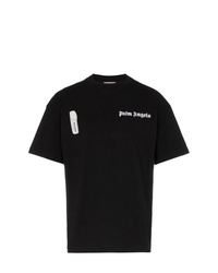 Мужская черная футболка с круглым вырезом с украшением от Palm Angels
