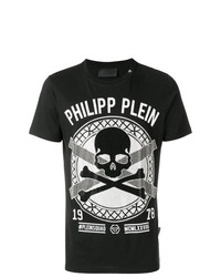 Мужская черная футболка с круглым вырезом с украшением от Philipp Plein