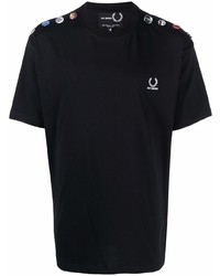 Мужская черная футболка с круглым вырезом с украшением от Raf Simons X Fred Perry