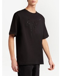 Мужская черная футболка с круглым вырезом с украшением от Giuseppe Zanotti