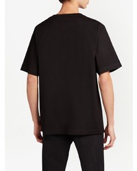 Мужская черная футболка с круглым вырезом с украшением от Giuseppe Zanotti