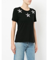 Женская черная футболка с круглым вырезом с украшением от GUILD PRIME