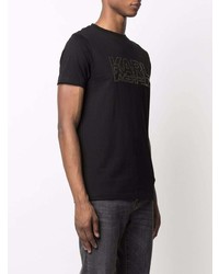 Мужская черная футболка с круглым вырезом с украшением от Karl Lagerfeld
