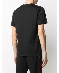 Мужская черная футболка с круглым вырезом с украшением от Roberto Cavalli