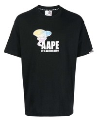 Мужская черная футболка с круглым вырезом с цветочным принтом от AAPE BY A BATHING APE