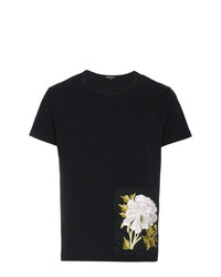 Мужская черная футболка с круглым вырезом с цветочным принтом от Ann Demeulemeester