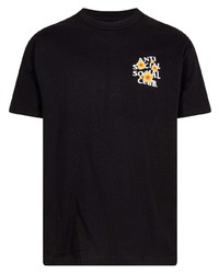 Мужская черная футболка с круглым вырезом с цветочным принтом от Anti Social Social Club
