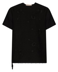 Мужская черная футболка с круглым вырезом с цветочным принтом от By Walid