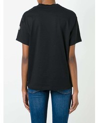 Женская черная футболка с круглым вырезом с цветочным принтом от Moncler