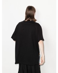 Мужская черная футболка с круглым вырезом с цветочным принтом от Yohji Yamamoto