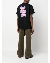 Мужская черная футболка с круглым вырезом с цветочным принтом от BLUEMARBLE