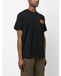 Мужская черная футболка с круглым вырезом с цветочным принтом от BLUEMARBLE
