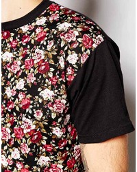 Мужская черная футболка с круглым вырезом с цветочным принтом от Reclaimed Vintage