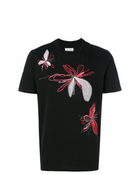 Мужская черная футболка с круглым вырезом с цветочным принтом от Maison Margiela