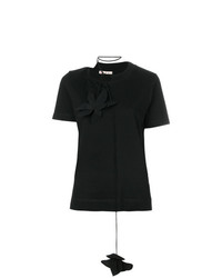 Женская черная футболка с круглым вырезом с цветочным принтом от Marni