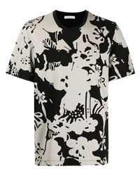 Мужская черная футболка с круглым вырезом с цветочным принтом от Moncler