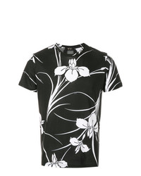 Мужская черная футболка с круглым вырезом с цветочным принтом от N°21