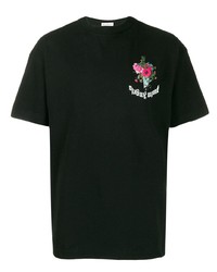 Мужская черная футболка с круглым вырезом с цветочным принтом от Palm Angels