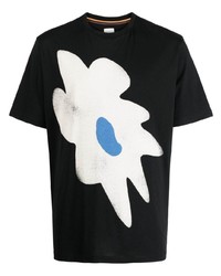 Мужская черная футболка с круглым вырезом с цветочным принтом от Paul Smith