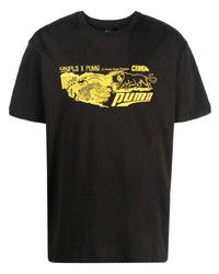 Мужская черная футболка с круглым вырезом с цветочным принтом от Puma