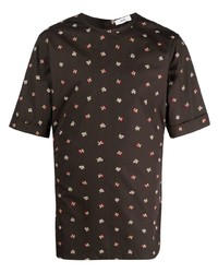 Мужская черная футболка с круглым вырезом с цветочным принтом от Rier