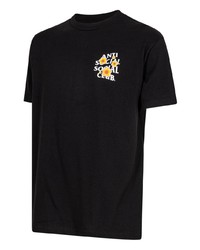 Мужская черная футболка с круглым вырезом с цветочным принтом от Anti Social Social Club