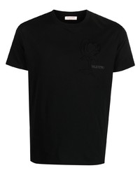 Мужская черная футболка с круглым вырезом с цветочным принтом от Valentino Garavani