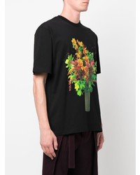 Мужская черная футболка с круглым вырезом с цветочным принтом от Sunnei