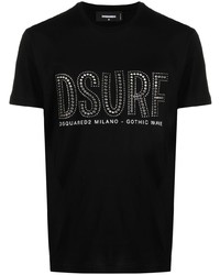 Мужская черная футболка с круглым вырезом с шипами от DSQUARED2