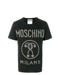 Мужская черная футболка с круглым вырезом с шипами от Moschino