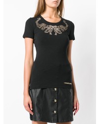 Женская черная футболка с круглым вырезом с шипами от Versace Jeans