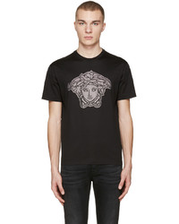 Мужская черная футболка с круглым вырезом с шипами от Versace
