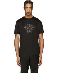 Мужская черная футболка с круглым вырезом с шипами от Versace