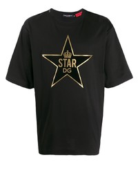 Мужская черная футболка с круглым вырезом со звездами от Dolce & Gabbana