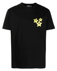 Мужская черная футболка с круглым вырезом со звездами от DSQUARED2
