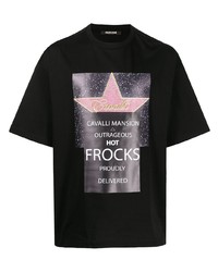 Мужская черная футболка с круглым вырезом со звездами от Roberto Cavalli