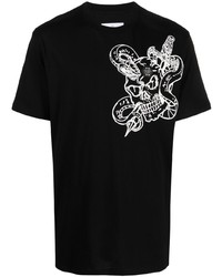 Мужская черная футболка с круглым вырезом со змеиным рисунком от Philipp Plein