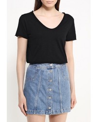 Женская черная футболка с круглым вырезом от adL