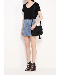 Женская черная футболка с круглым вырезом от adL