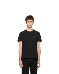 Мужская черная футболка с круглым вырезом от AMI Alexandre Mattiussi