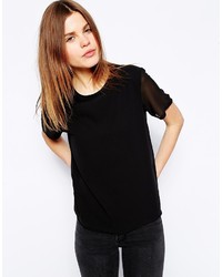 Женская черная футболка с круглым вырезом от Asos
