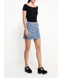 Женская черная футболка с круглым вырезом от Befree