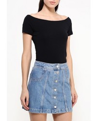 Женская черная футболка с круглым вырезом от Befree