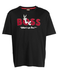 Мужская черная футболка с круглым вырезом от BOSS