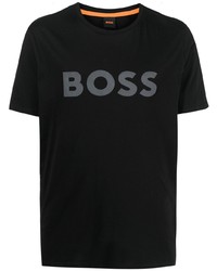 Мужская черная футболка с круглым вырезом от BOSS