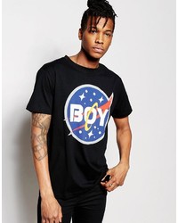 Мужская черная футболка с круглым вырезом от Boy London